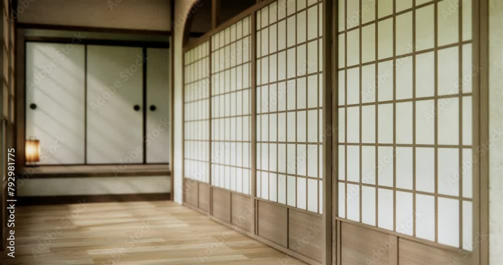 Muji style, Empty wooden room,Cleaning japandi room interior, 3D rendering Muji style, Empty wooden room,Cleaning japandi room interior, 3D rendering