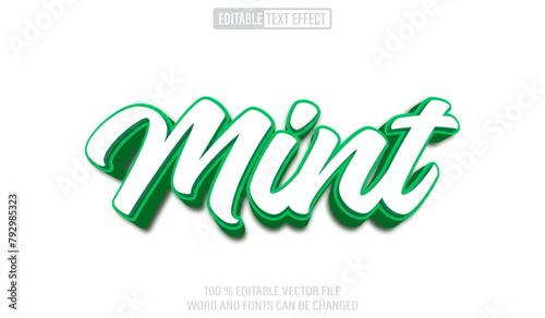 Editable 3d text style effect - Mint text effect Template