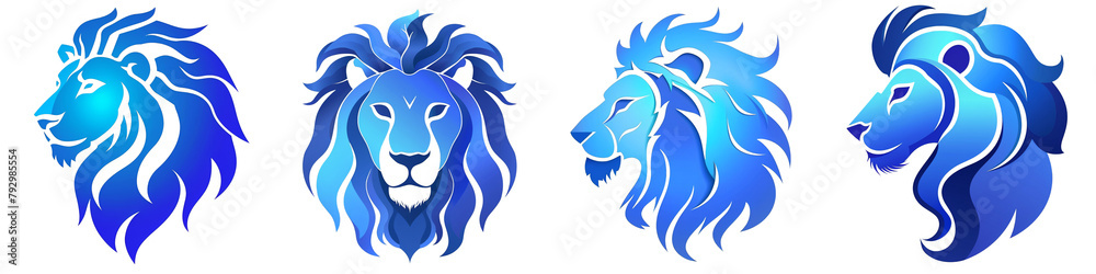 Fototapeta premium Leo zodiac sign clipart collection, symbol, logos, icons isolated on transparent background
