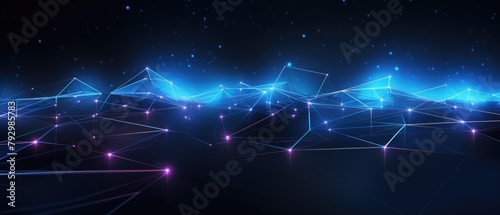 Abstract digital 3D background with glowing grid lines and futuristic technology nodes,