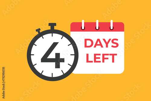 4 days to go countdown template. 4 day Countdown left days banner design. 4 Days left countdown timer
