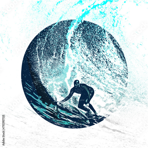 surf, ilustracion, olas, silueta, pegatina, surfista, vector	
