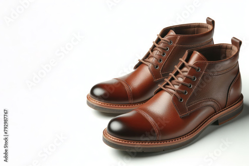 leather pair of male shoes on white background
