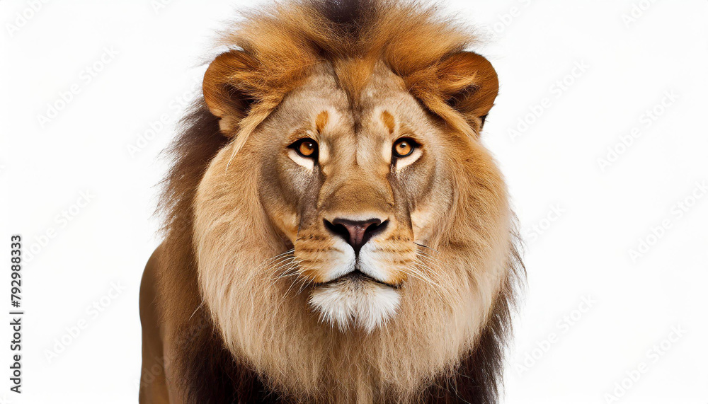  lion four and a half years old stands in front of a white backdrop