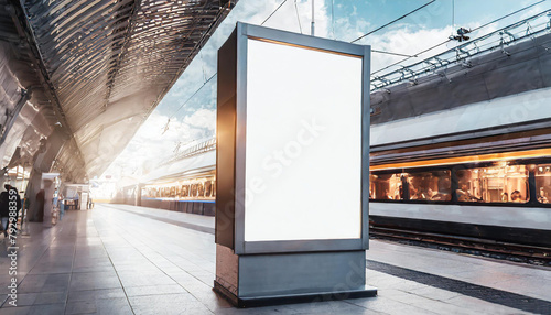 Light box display with white blank space for advertisement. Subway mock-up design. Horizonta