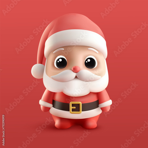 Santa Claus isolated on red background.