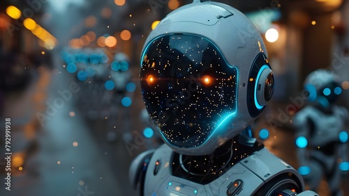 Cinematic shots of AI assistants improving productivity and efficiency in smart devices. Concept AI Assistants, Productivity, Efficiency, Smart Devices, Cinematic Shots photo