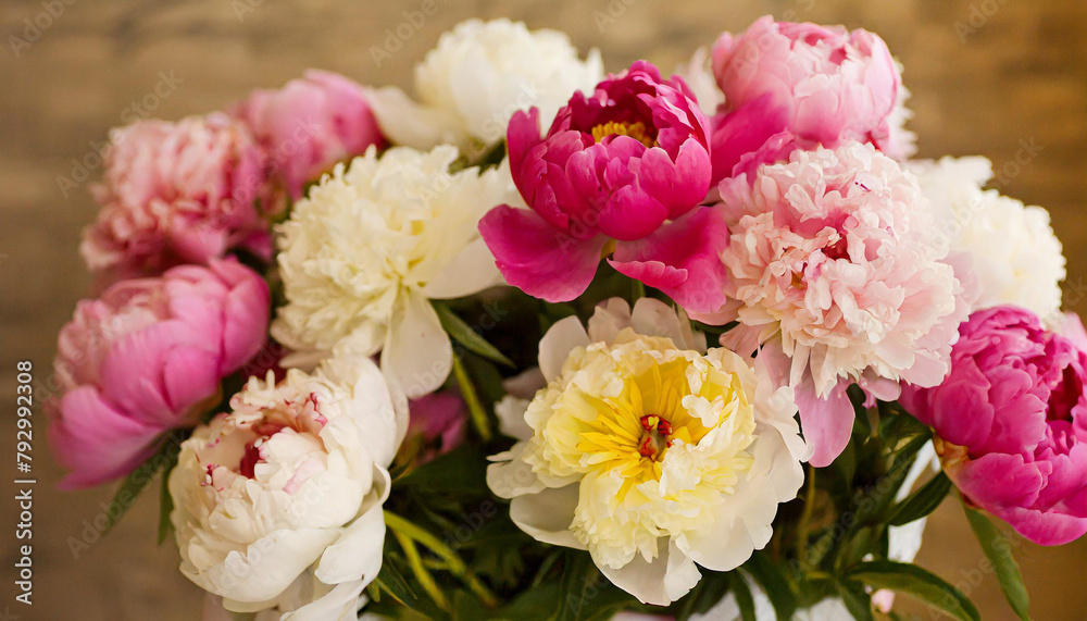Beautyfull background with pink colorful peonies.Elegant bouquet of a lot of peonies of pink color close up. Beautyfull background with pink colorful peonies.Elegant bouquet of a lot of peonies of pink color close up.