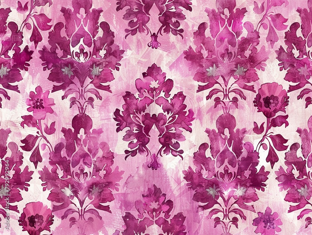 Floral Ikat Design A charming illustration of a floral ikat pattern in shades of pink, magenta, and white The pattern adds a touch of elegance and sophistication to any event or flooring 8K , high-res