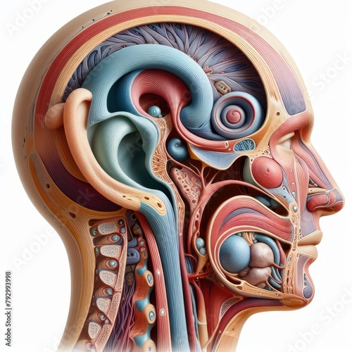 The structure of the human auricle on a white background photo