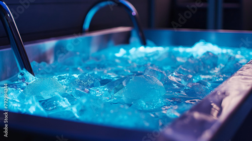 Ice tub in a serene spa setting, Spa Relaxation