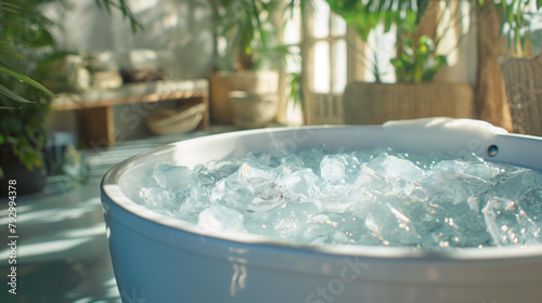 Ice tub in a serene spa setting, Spa Relaxation