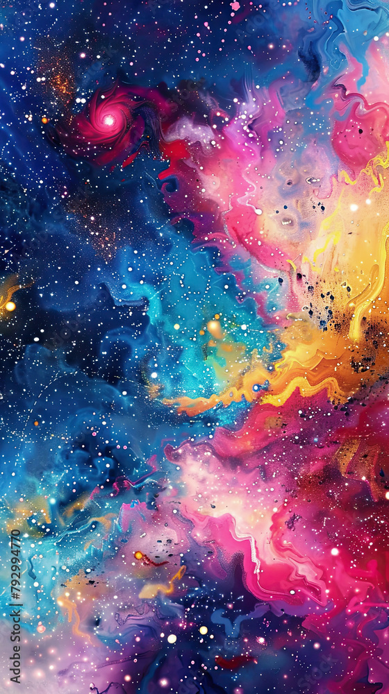 Psychedelic Universe Exploring Colorful Space Realms