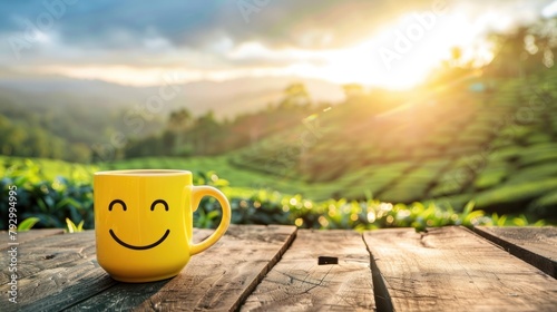 mug or cup of tea on a sunny morning, background suitable for digital and print