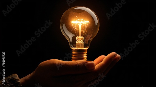 Innovative Concept Silhouette Holding a Glowing Light Bulb Inspiration and Ideas Theme