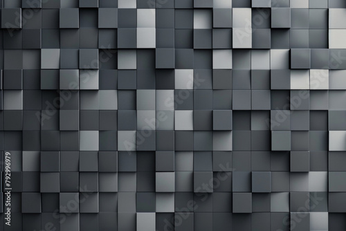 A minimalist background composed of 2D pixelated squares arranged in a grid-like pattern  greyscale color