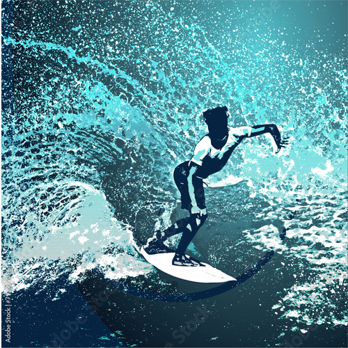 surf, ilustracion, olas, silueta, pegatina, surfista, vector	
