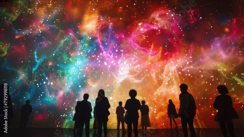 Silhouettes of people watching in awe as fireworks burst in vibrant colors