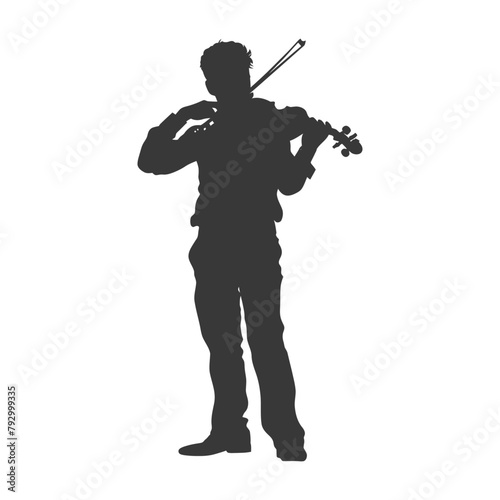 Silhouette violist in action full body black color only photo