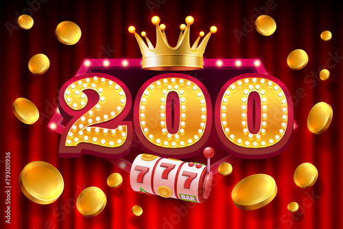 Casino free spins, special voucher 200 coins, Banner special offer. Vector illustration