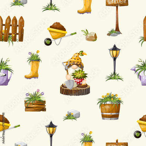 Seamless pattern garden decor