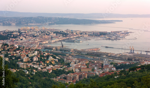 Trieste, Italy, cityscape at sunset