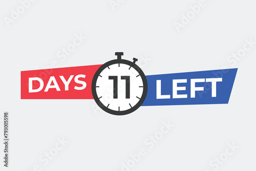11 days to go countdown template. 11 day Countdown left days banner design. 11 Days left countdown timer

