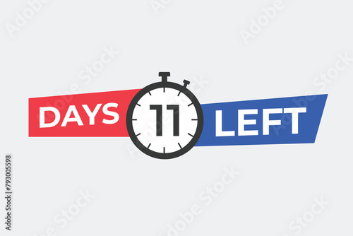 11 days to go countdown template. 11 day Countdown left days banner design. 11 Days left countdown timer 