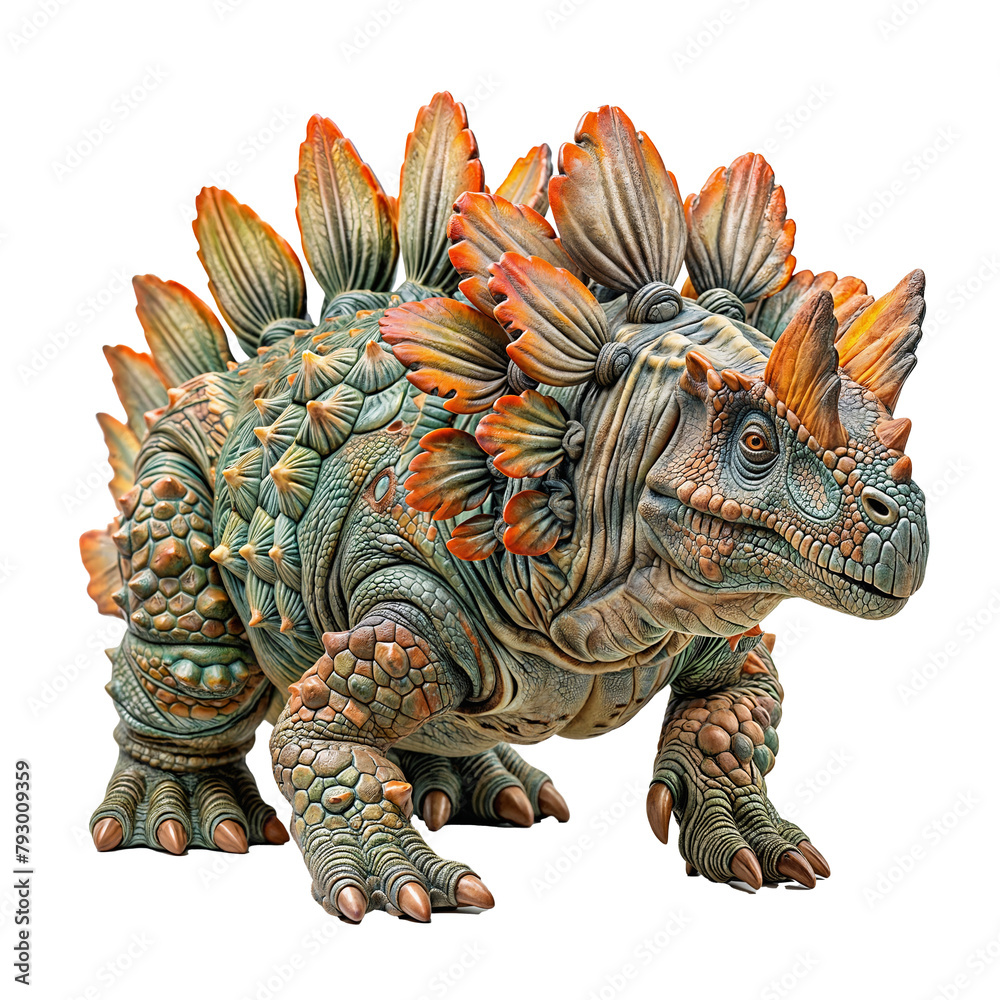 Fototapeta premium Spiked Dinosaur with Tail Club on Transparent Backdrop for Educational Content, Themed Entertainment, Poster, Sticker, School Project, Illustration