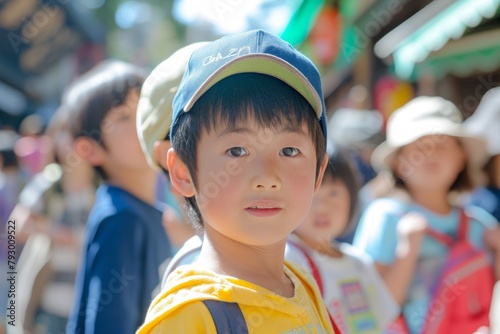 Unidentified asian child looking at camera in Bangkok, Thailand.