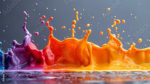 Vibrant color splash dance: captivating liquid dynamics in movement