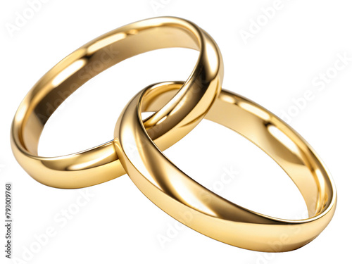 gold rings closeup on a transparent background