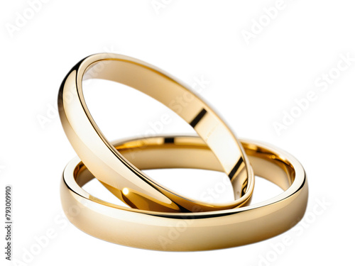 gold rings closeup on a transparent background