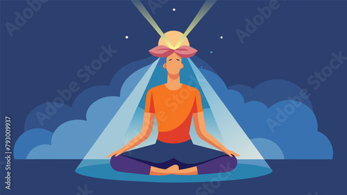 A person in a meditative pose with a beam of light shining down on them symbolizing the heightened state of consciousness achieved through optimized.