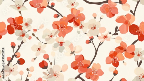 Wallpaper Mural A design seamlessly blending with a blossom pattern, offering a modern twist on traditional floral motifs Torontodigital.ca