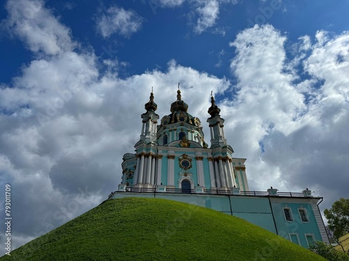 Ukraine Kyiv city view on St Andrew's church Andreyevskaya tserkov photo