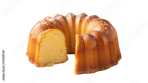 Delicious Vanilla Pound Cake Slice with Sugar Glaze on Transparent Background, Tempting Dessert Concept for Bakery Brochures and Culinary Blogs