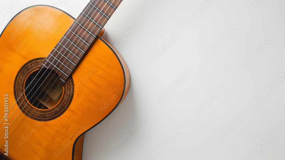 Obraz premium Horizontal AI illustration classic Spanish guitar on white background. Hobbies and entertainment.