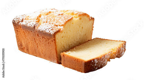 Delicious Vanilla Pound Cake Slice with Sugar Glaze on Transparent Background, Tempting Dessert Concept for Bakery Brochures and Culinary Blogs