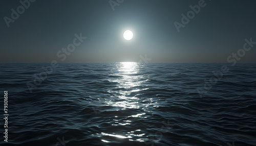 light and dark water and sky  no clouds  with moon