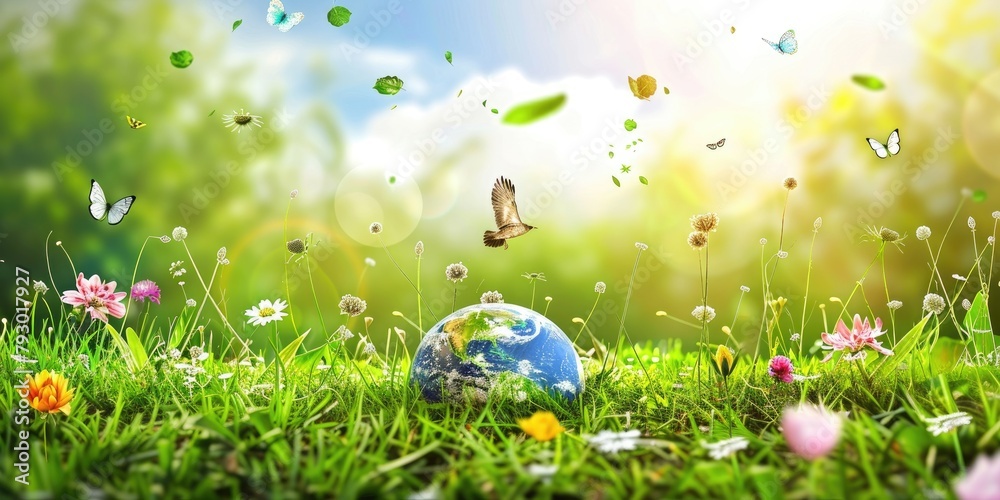 An Earth Day banner design with a focus on reducing carbon footprint. An Earth Day banner design with a focus on reducing carbon footprint.