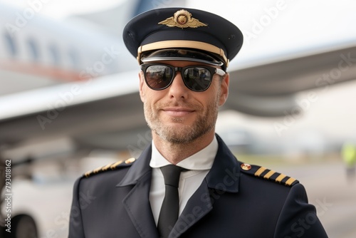 Airline captain with confident smile