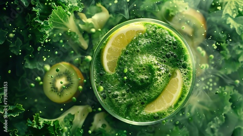 In a world parched for inspiration, a vibrant green smoothie transforms into a swirling vortex of energy, fueling creativity and focus with every delicious sip photo