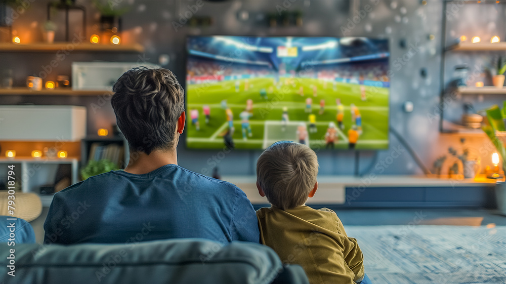 This evening, dad and a little boy decided to get together to watch a football match. They sat comfortably on the couch, completely focused on the game. This evening, dad and a little boy decided to get together to watch a football match. They sat comfortably on the couch, completely focused on the game.