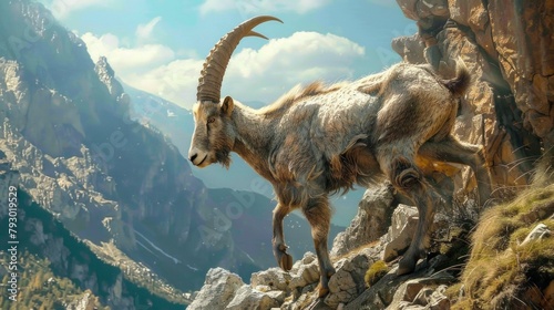 goat climbing a slope at daytime in high resolution