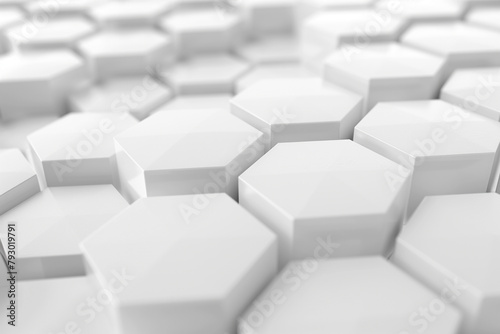 3D_illstration white geometric hexagon abstract