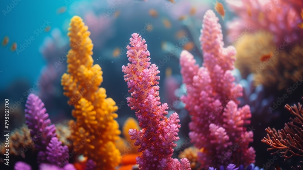 Vibrant Underwater Seascape with Thriving Coral Reef Generative AI
