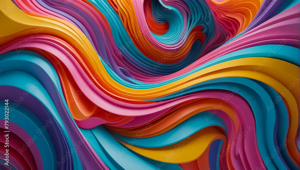 Abstract 3D background, waves colors shape