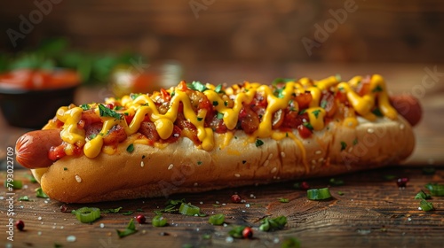 Mouthwatering Hot Dog in Perfect Focus Generative AI
