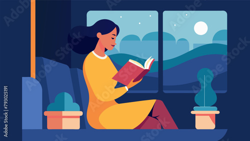 A woman reading a book on her commute appreciating the quiet and uninterrupted time to relax and escape from the chaos of daily life.
